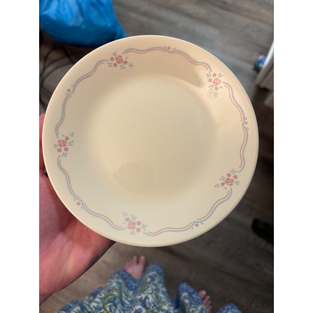 Corelle English Breakfast Bread & Butter Plates Set of 6 Pink Floral 6.75in